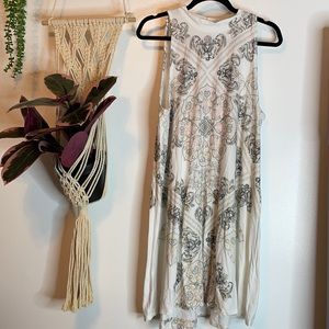Butter soft a line Altar’d State boho white dress pattern paisley mock neck
